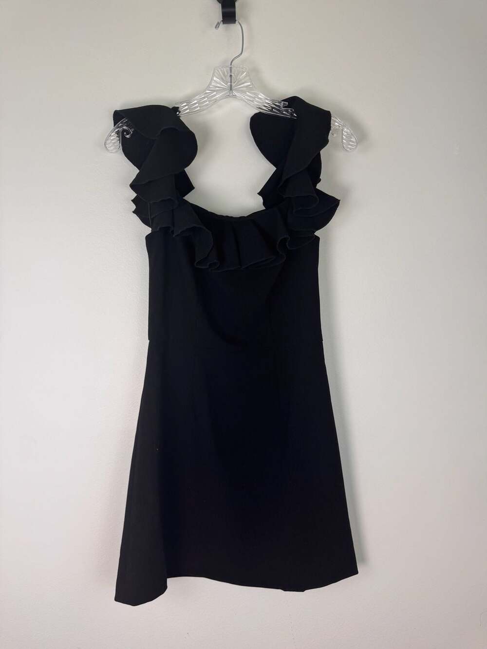 French Connection Whisper Light Ruffle Mini Dress Black Dress